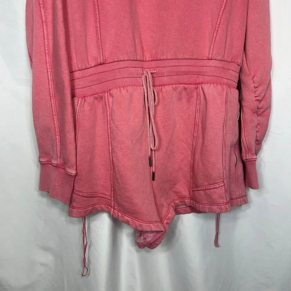 Free People FP Movement Intercept Romper Long Sleeve XL Hibiscus Pink Oversized